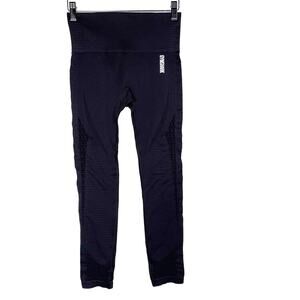 Gymshark Womens XSmall Black Energy Seamless Leggings Perforated Cut Out Workout